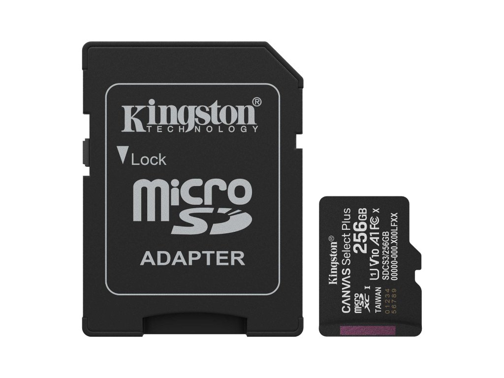 MEM SD MICRO 256GB Kingston Canvas Select Plus + Adapter SDCS3/256GB-3